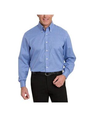 Kirkland Signature Men's L Blue Long-Sleeve Dress Shirt Pattern F1018